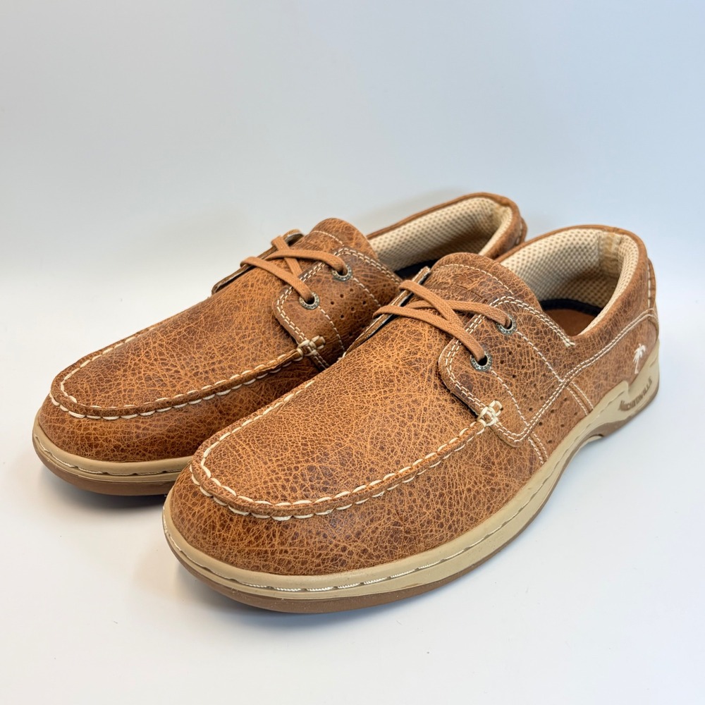 Margaritaville Mens Dreamin MG5264J Brown Leather Boat Shoes Size 12